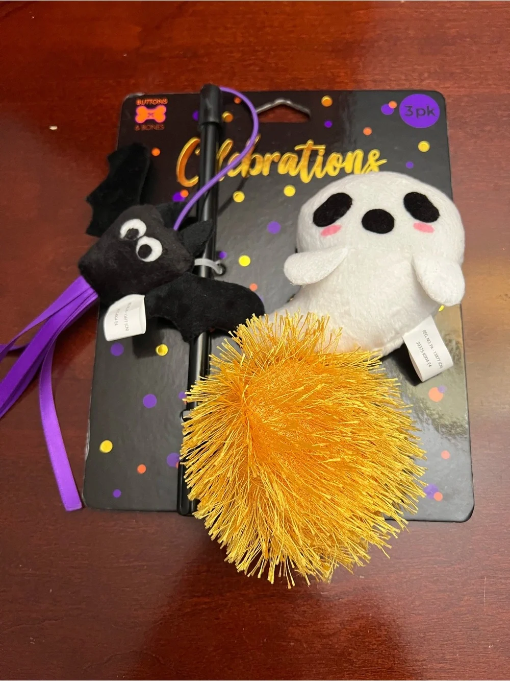Celebrate It Halloween 3-Piece Cat Toy Set – Black, Purple, White, Orange
